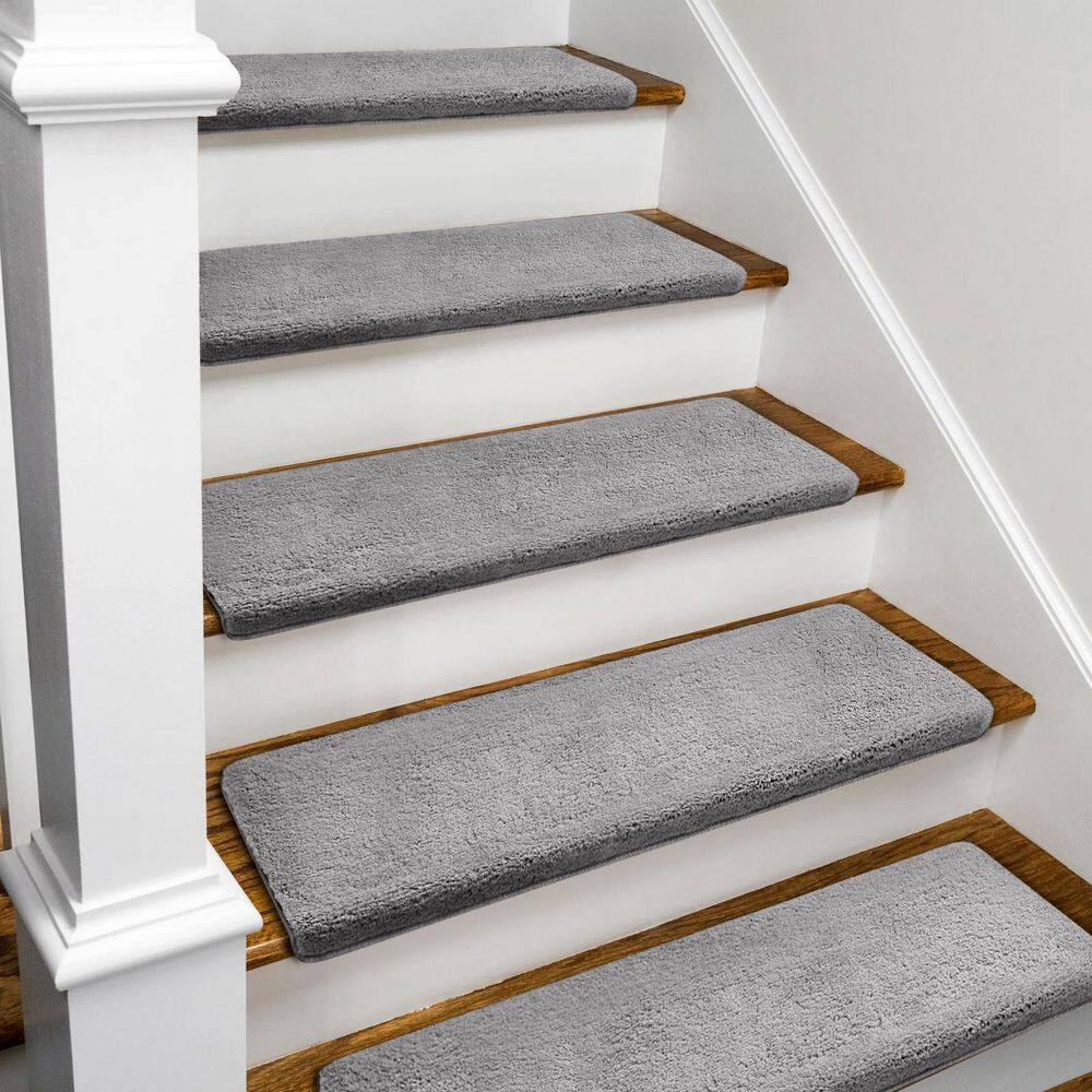 PURE ERA Gray 9.5 in. x 30 in. x 1.2 in. Plush Bullnose Indoor Stair ...