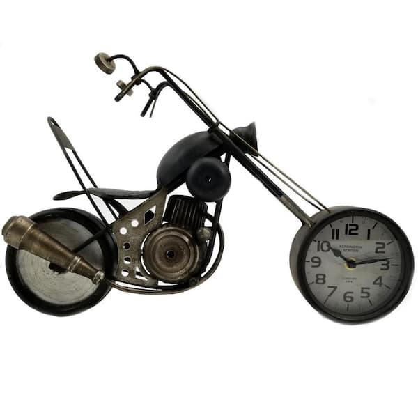 Peterson Artwares Black Metal Motorcycle Table Clock