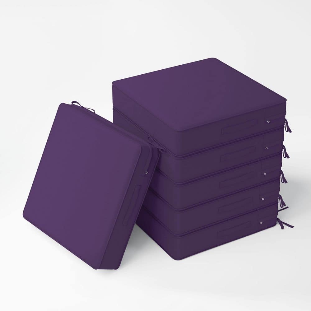 24 x 24 x 5 in. (6-Pack) Outdoor Waterproof Patio Furniture Replacement Seat Cushions with Ties and Handle, Purple price history on PriceWatchPro