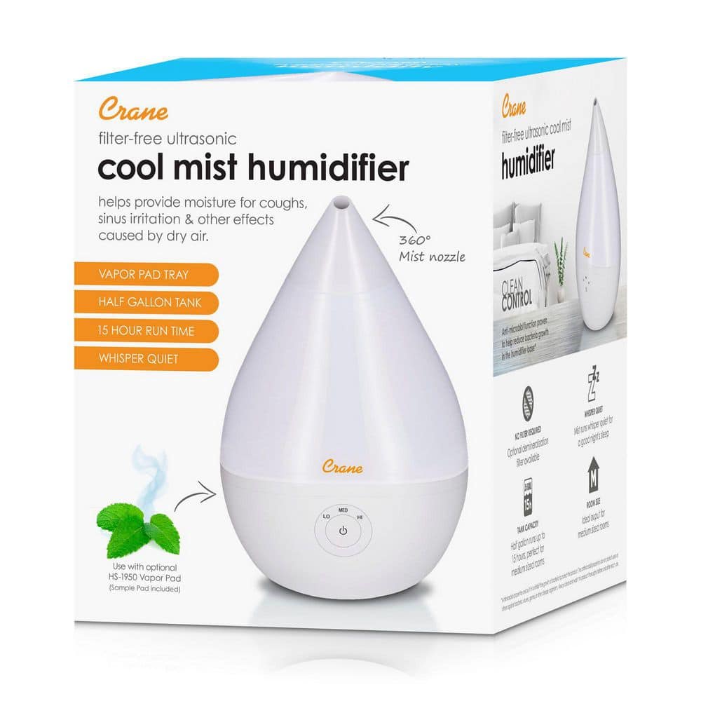 White Ultrasonic Cool Mist Humidifier with Auto Shutoff