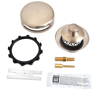 Watco Universal Nufit Push Pull Bathtub Stopper With Grid Strainer 1 Hole Overflow Silicone And 2 Pin Brushed Nickel 948700 Pp Bn G2 The Home Depot