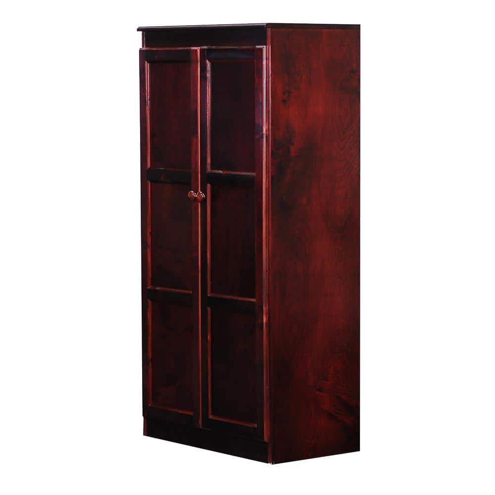 Traditional 60" Wood Storage Cabinet with 4-Shelves in Cherry