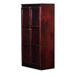 60 in. Cherry Wood 4-shelf Standard Bookcase with Adjustable Shelves