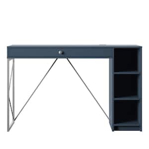 47.38 in. Fontana Blue Writing Desk with USB Charging Ports