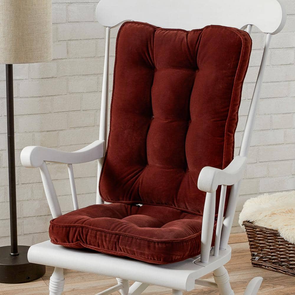 Burgundy Microfiber 2-Piece Rocking Chair Cushion Set