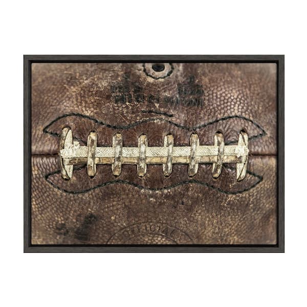 DesignOvation Sylvie "Vintage Football Laces" by Saint and Sailor Studios 24 in. x 18 in. Sports Framed Canvas Wall Art