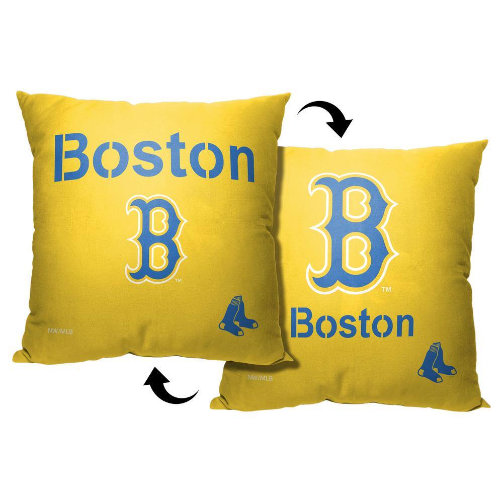 Boston Red Sox Yellow and Blue Square Throw Pillow