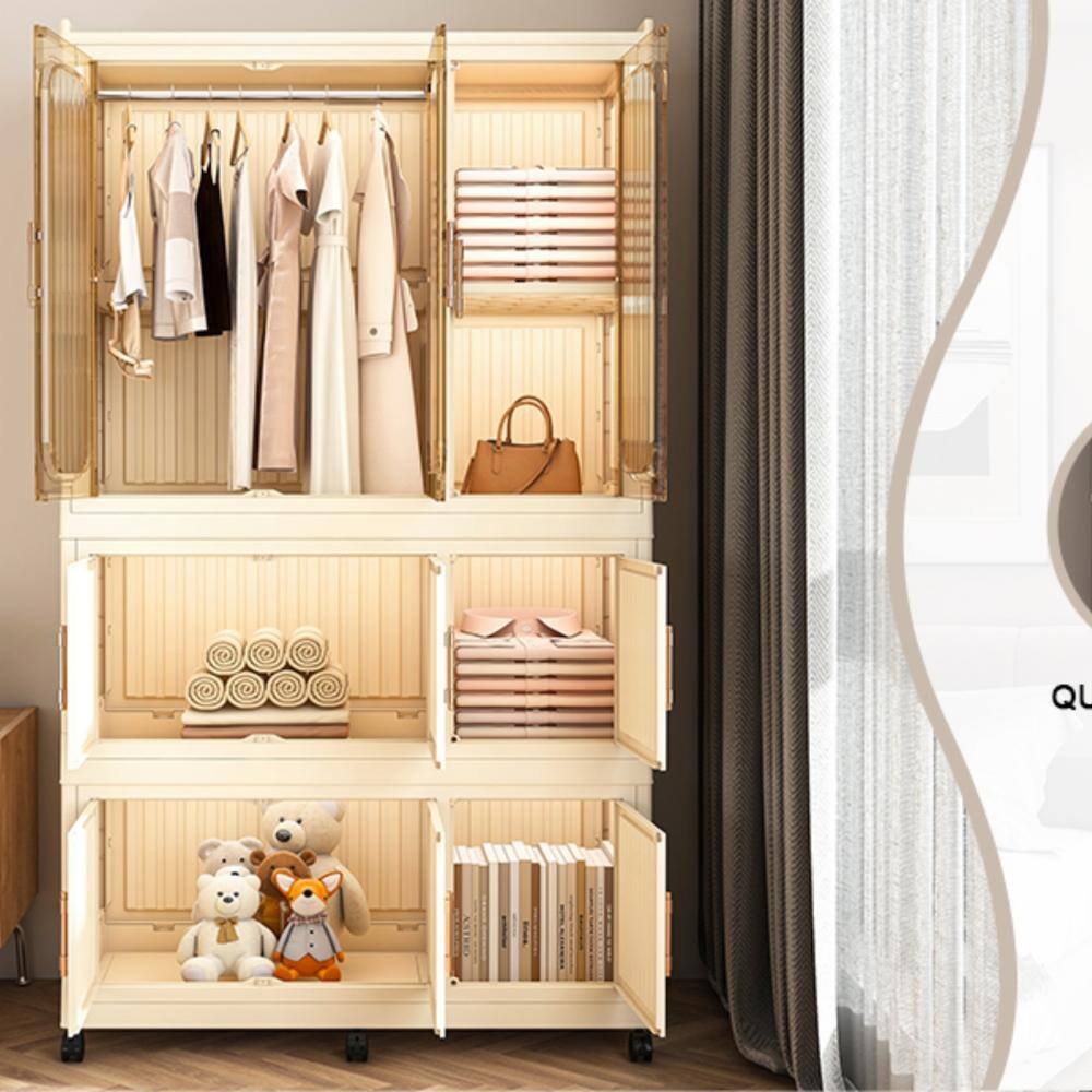 LUCKY ONE Portable Wardrobe Closet with 9 Magnetic Doors & 1