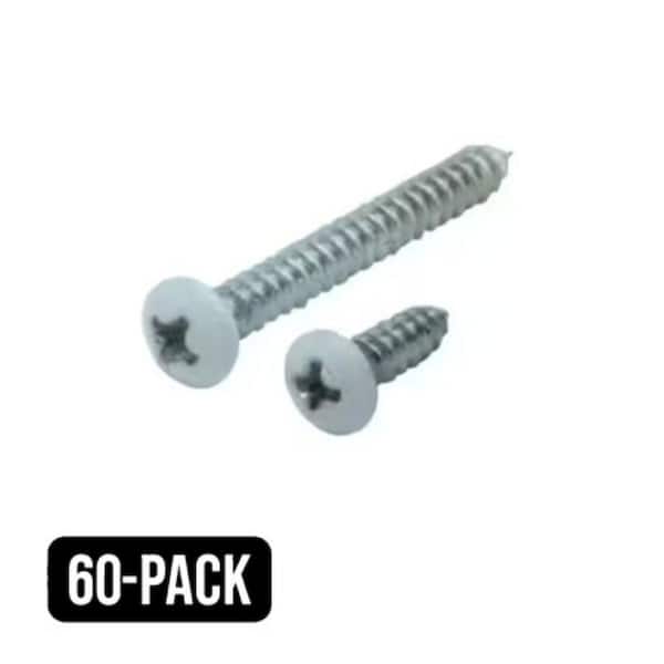 #7 x 1-1/4 in. and #7 x 1/2 in. White Shelf Bracket Screw Kit (60-Pack)
