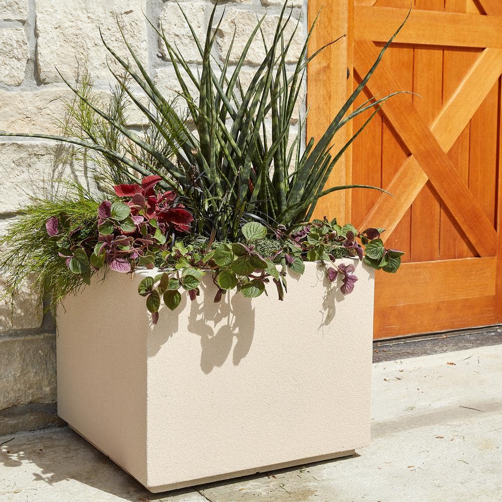 Sandstone Granite Square Polymer Outdoor Planter Box