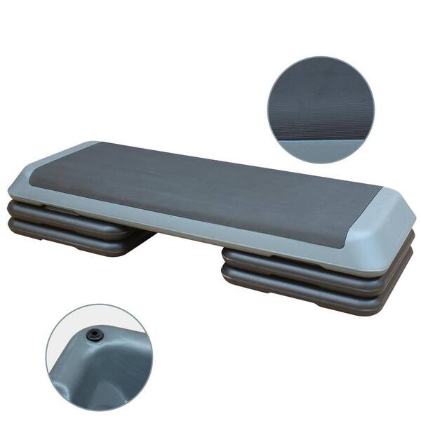 Adjustable Workout Aerobic Stepper In Fitness & Exercise Step Platform Trainer Gray Black With 4 Risers - View #10