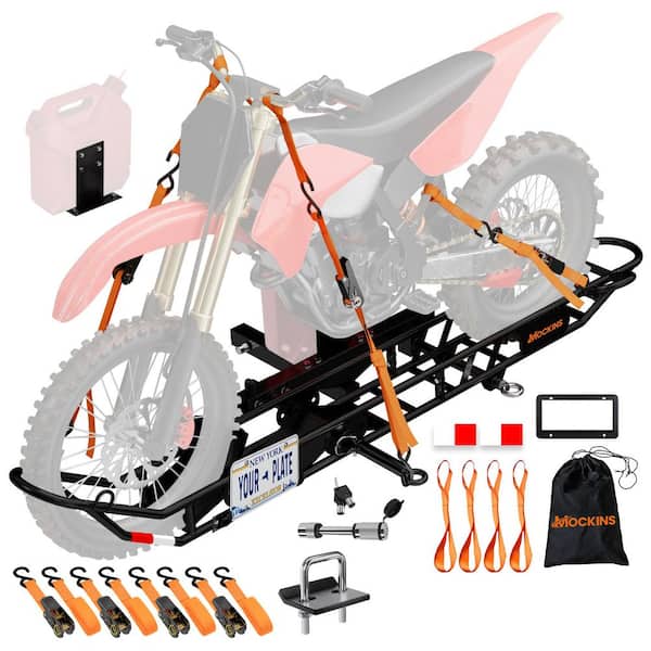 510 lbs. Capacity Dirt Bike Hitch Hauler - Ramp Free, Tilting Design for Easy 1-Person Loading - Gas Can Attachment