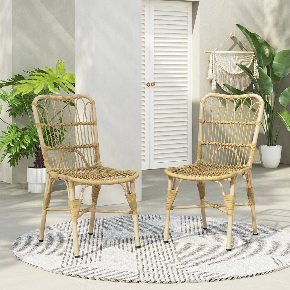 Outdoor PE rattan patio dining chair (set of-2), outdoor rattan chair ...