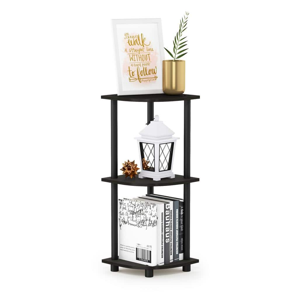 Black 3-Shelf Corner Display Rack with Adjustable Shelves