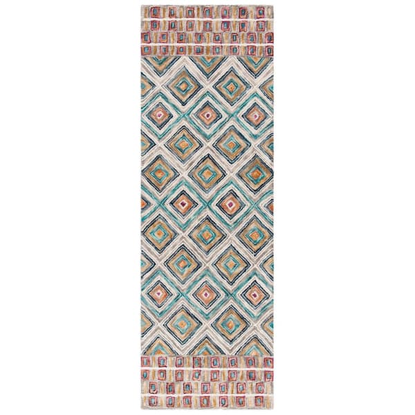 SAFAVIEH Aspen Green/Red 2 ft. x 7 ft. Bohemian Geometric Runner Rug