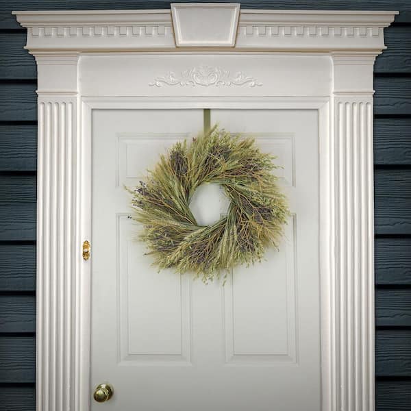 National Tree Company 22 in. Artificial Wheat and Lavender Flowers Spring Wreath