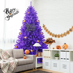 7 ft. Pre-Lit Halloween Tree Purple Artificial Christmas Tree
