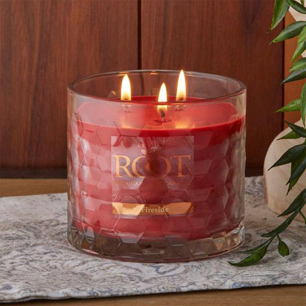 Fireside Red Beeswax Blend 3-Wick Honeycomb Jar Candle