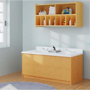 49 in. W x 21 in. D x 21.5 in. H Double Floor Bathroom Vanity Sink  Marble Top, Kids Vanities Ready-to-Assemble (Maple)
