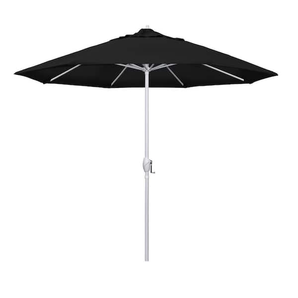 California Umbrella 9 ft. Matted White Aluminum Market Patio Umbrella Auto Tilt in Black Pacifica