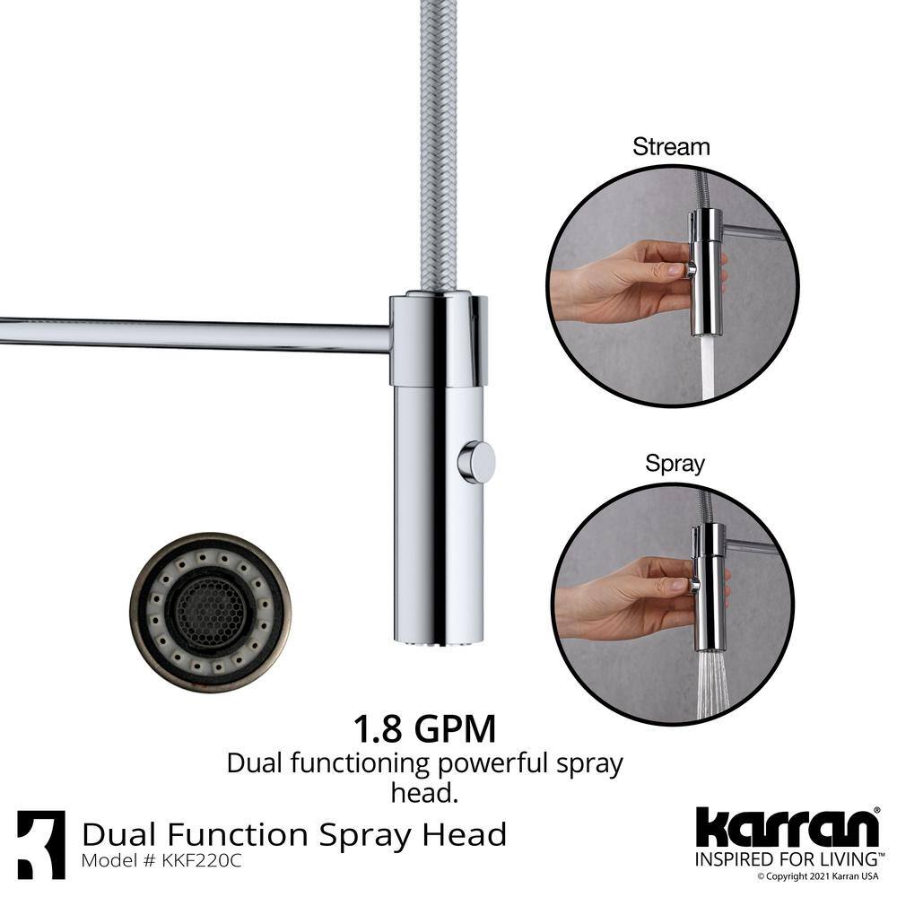 Tall Chrome Brass Pull-Down Kitchen Faucet with Soap Dispenser