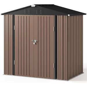 8 ft. W x 6 ft. D Brown Outdoor Storage Metal Shed with Double Door for Backyard Outdoor