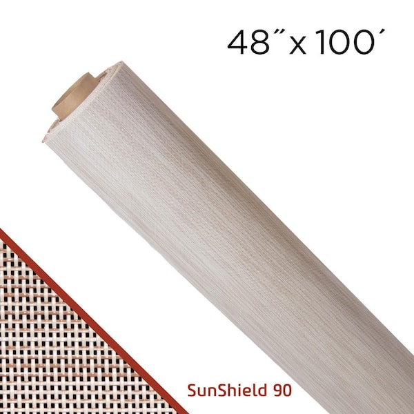 Saint-Gobain ADFORS 48 in. x 100 ft. Stucco Polyester Sunshield 90 Solar Screen Roll for Windows, Doors and Shades