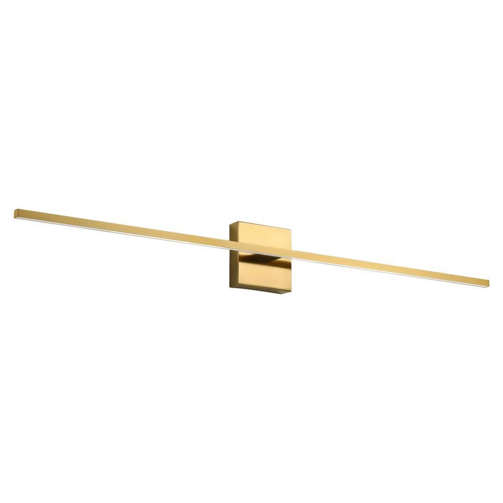 KAISITE 39 in. 1-Light Brushed Gold LED Vanity Light Bar 28-Watt Linear ...