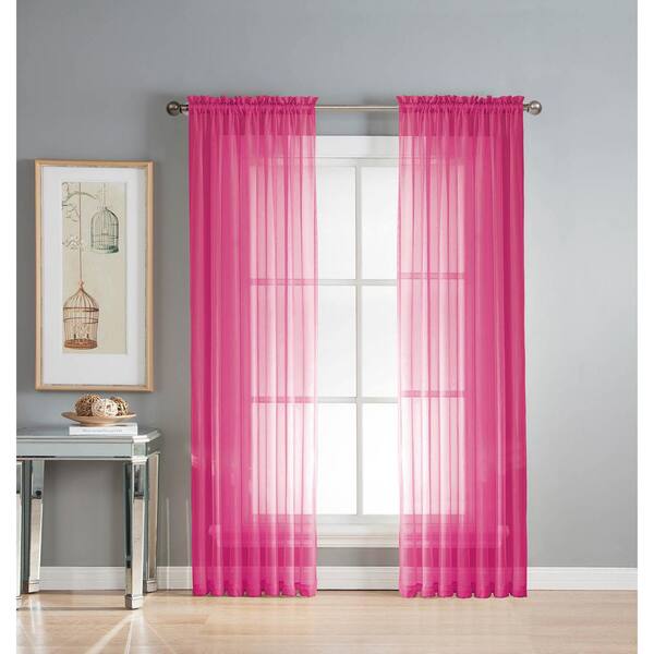 Window Elements Hot Pink Extra Wide Rod Pocket Sheer Curtain - 56 in. W x 90 in. L