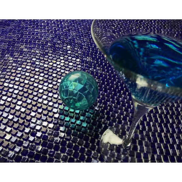 Galaxy Iridescent Blue 12 in. x 12 in. Wavy Square Glass Wall Pool Floor Mosaic Tile (13 sq.ft./Case)