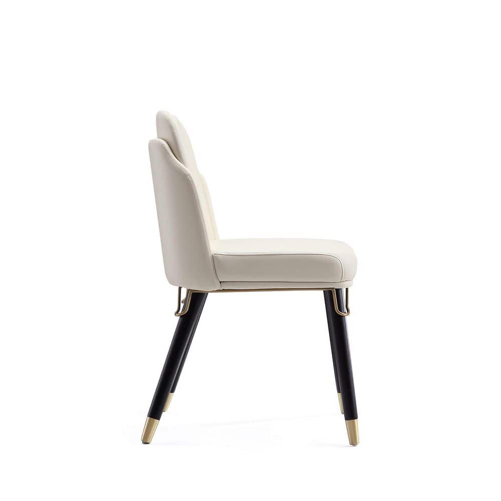 Estelle Cream & Black Faux Leather High-Back Side Chair