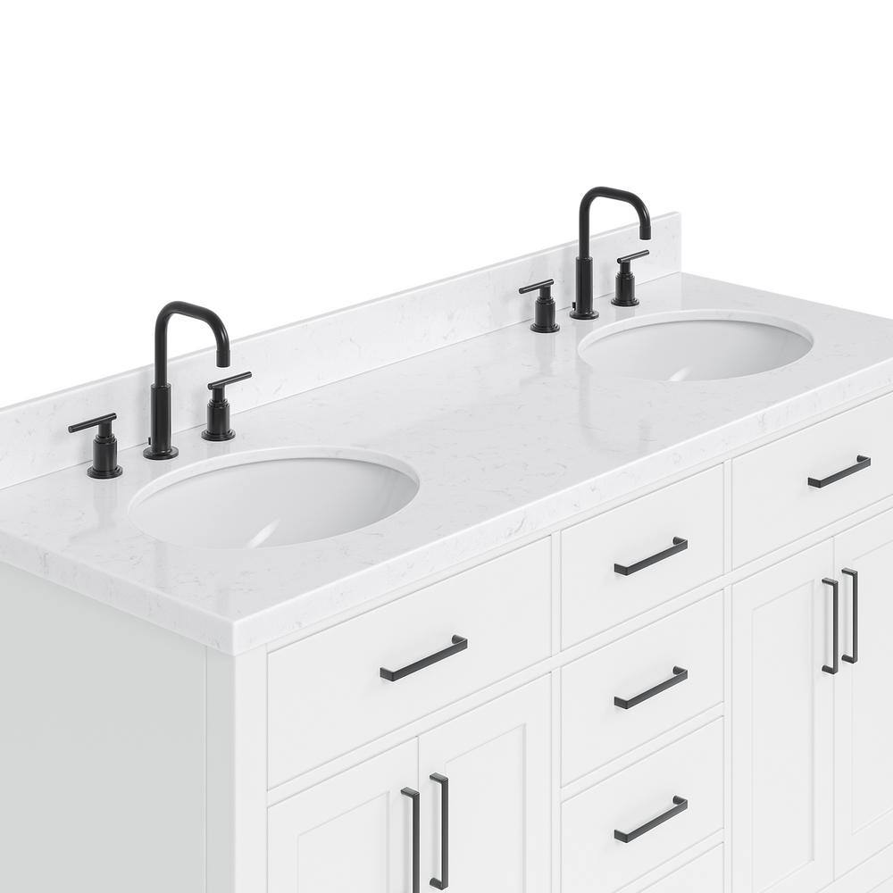 Hepburn 60" White Hardwood Double Basin Vanity Set