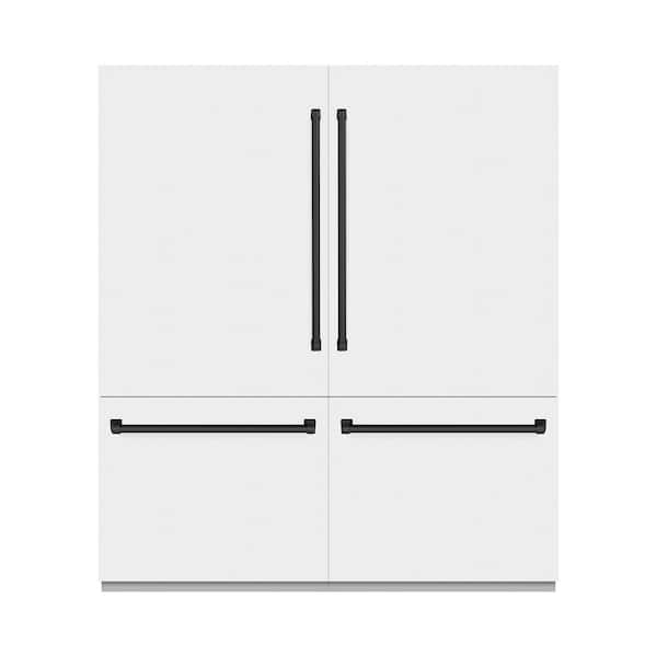 ZLINE Kitchen and Bath 72 in. 39.6 cu. ft. Built-in Bottom Freezer Refrigerator in Matte White w/Graphite Gray Interior and Matte Black Accents