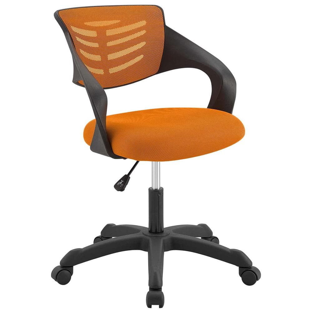 Mid-Back Orange Mesh Padded Swivel Task Office Chair with Chrome