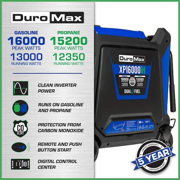 DUROMAX 16,000 Watt V-Twin Dual Fuel Portable Digital Inverter