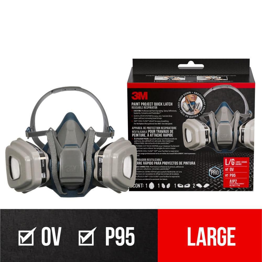 FNTC TNTR153 Flux pr Lサイズ2点セット 3M Paint Project Quick Latch Reusable Respirator, Size Large