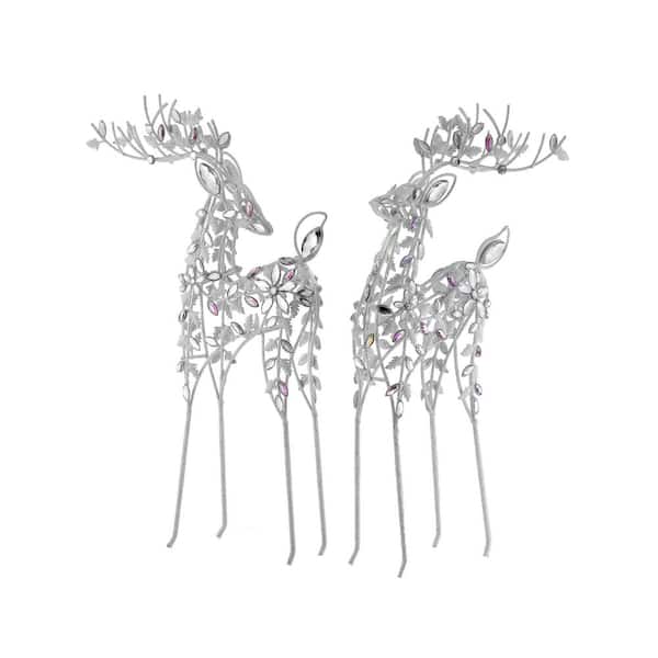 19.5 in. Glitter Wire Jewel Deer Set of 2