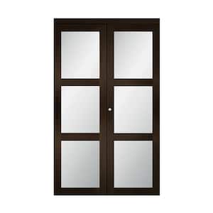 24 in. x 80.5 in. 3/4 Lite Frosted Glass Solid MDF Core Espresso Finished MDF Bi-fold Door
