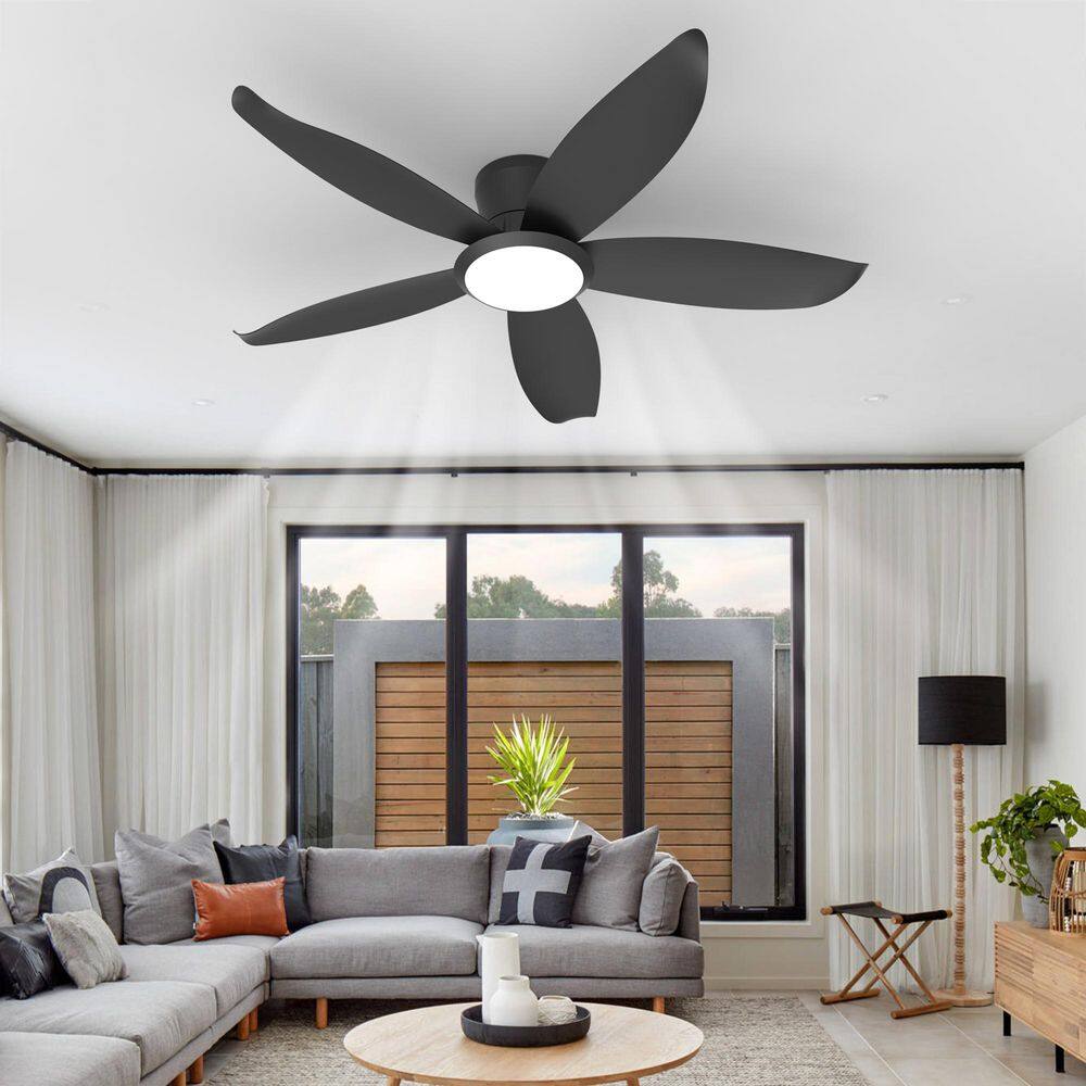 42 in. Industrial Indoor Elegant Black Flush Mount Ceiling Fan with APP & Remote Control price history on PriceWatchPro