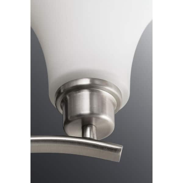 Progress Lighting Joy Collection 5-Light Brushed Nickel Etched White Inside Glass Traditional Chandelier Light