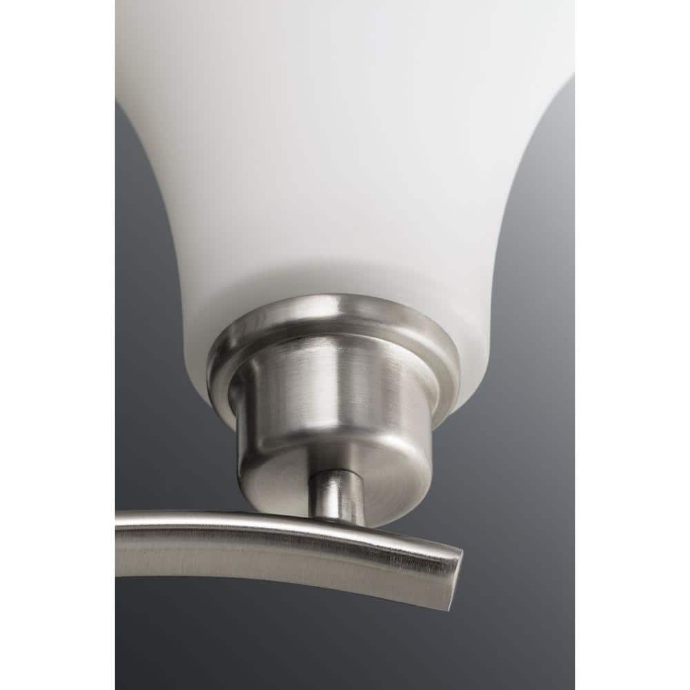 Brushed Nickel 4-Light Bath Fixture with White Etched Glass Shades