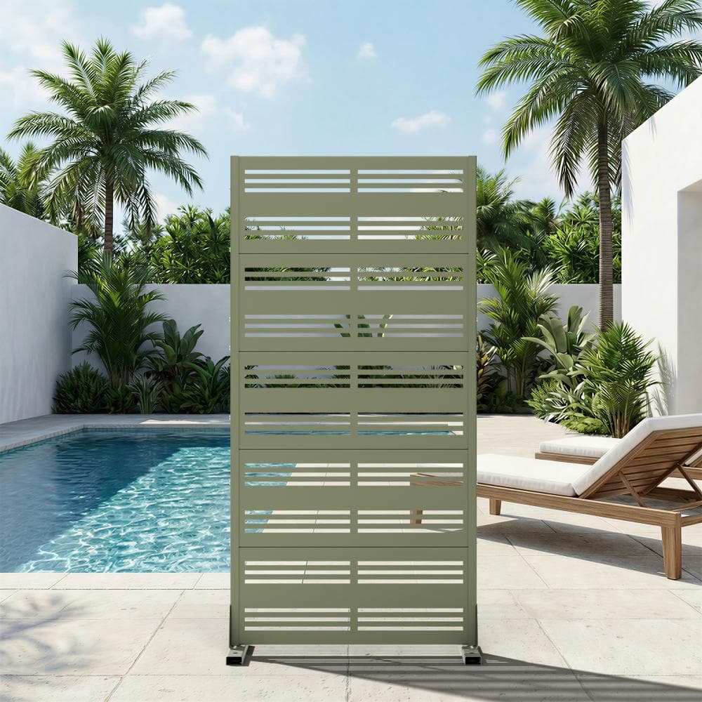 29.5 in. W x 59 in. H Olive Gray Galvanized Steel No Dig Horizontal Louver Outdoor Privacy Screen (1-Pack) price history on PriceWatchPro