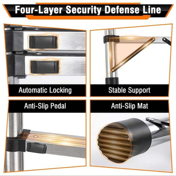 12.8 ft. Aluminum Extension Ladder with Non-slip Feet, 330 lbs. Load Capacity Type IA Duty Rating