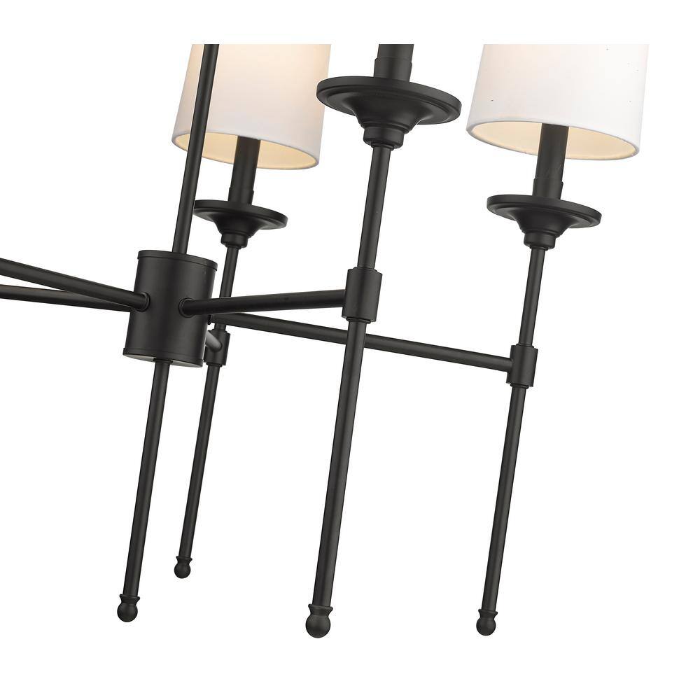 Matte Black 5-Light Candle-Style Chandelier with Off-White Shades