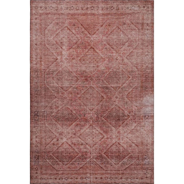 Mayfield Premium Machine Washable Abstract AMF2060 Pink 8 ft. x 10 ft. Area Rug
