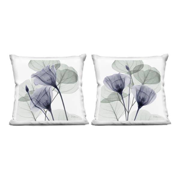 Fading Florals and Herbs Green Abstract Polyester 18 in. x 18 in. Throw Pillow Set of 2