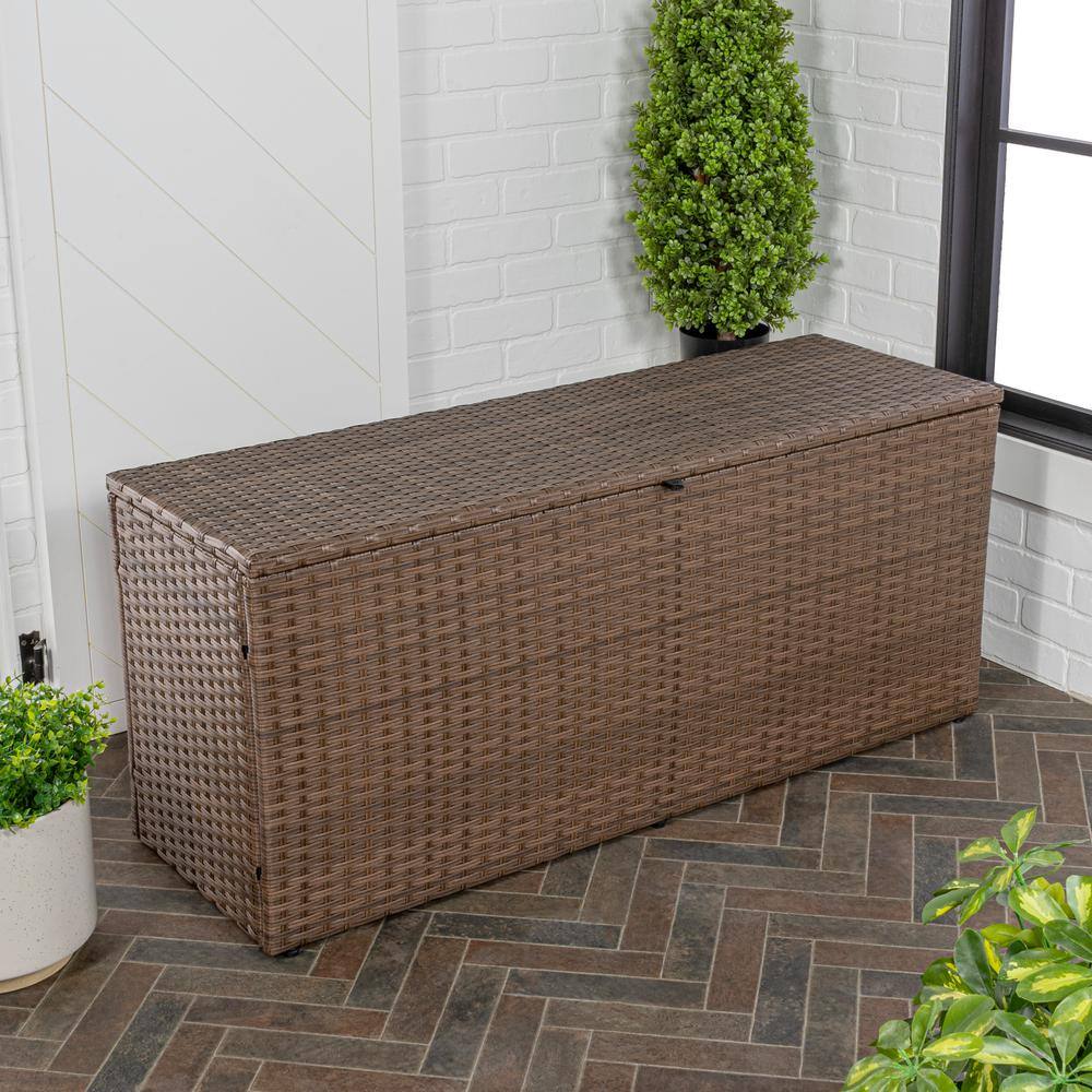 Nino 47.24" Brown Faux Wicker Lockable Deck Box