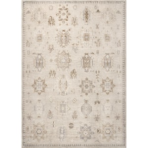 Krystin Beige 9 ft. 6 in. x 13 ft. 6 in. Distressed Machine Washable Area Rug