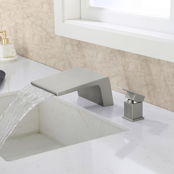 Nestfair Minimalist Waterfall 8 in. Widespread Single Handle Bathroom Faucet in Brushed Nickel (1-Pack)