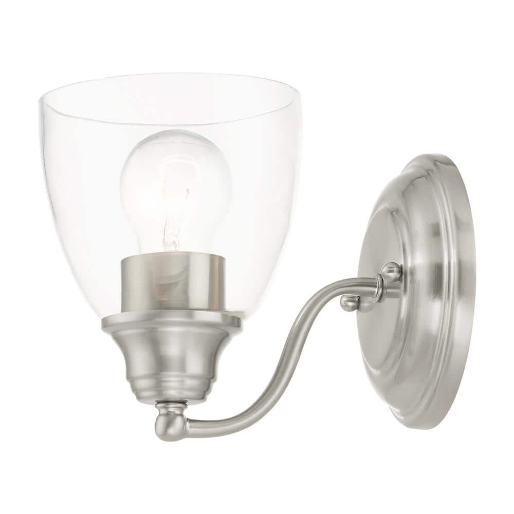 Montgomery 7'' Brushed Nickel Dimmable Vanity Sconce with Clear Glass